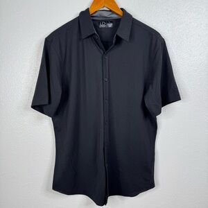 Luke & Dutch New York City Black Short Sleeve Button Down Shirt Size Large